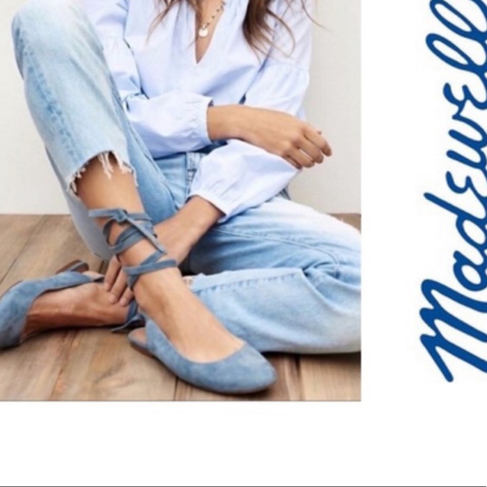Blue suede Madewell ballerina flats